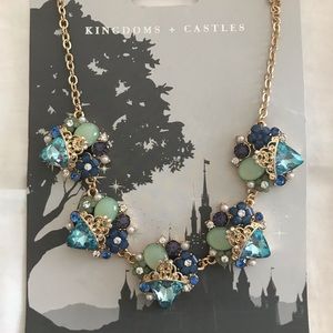 New! Disney Gold Aqua Blue Necklace